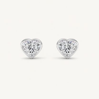 4CT Heart Cut Lab Grown Diamond Bezel Set Stud Earrings