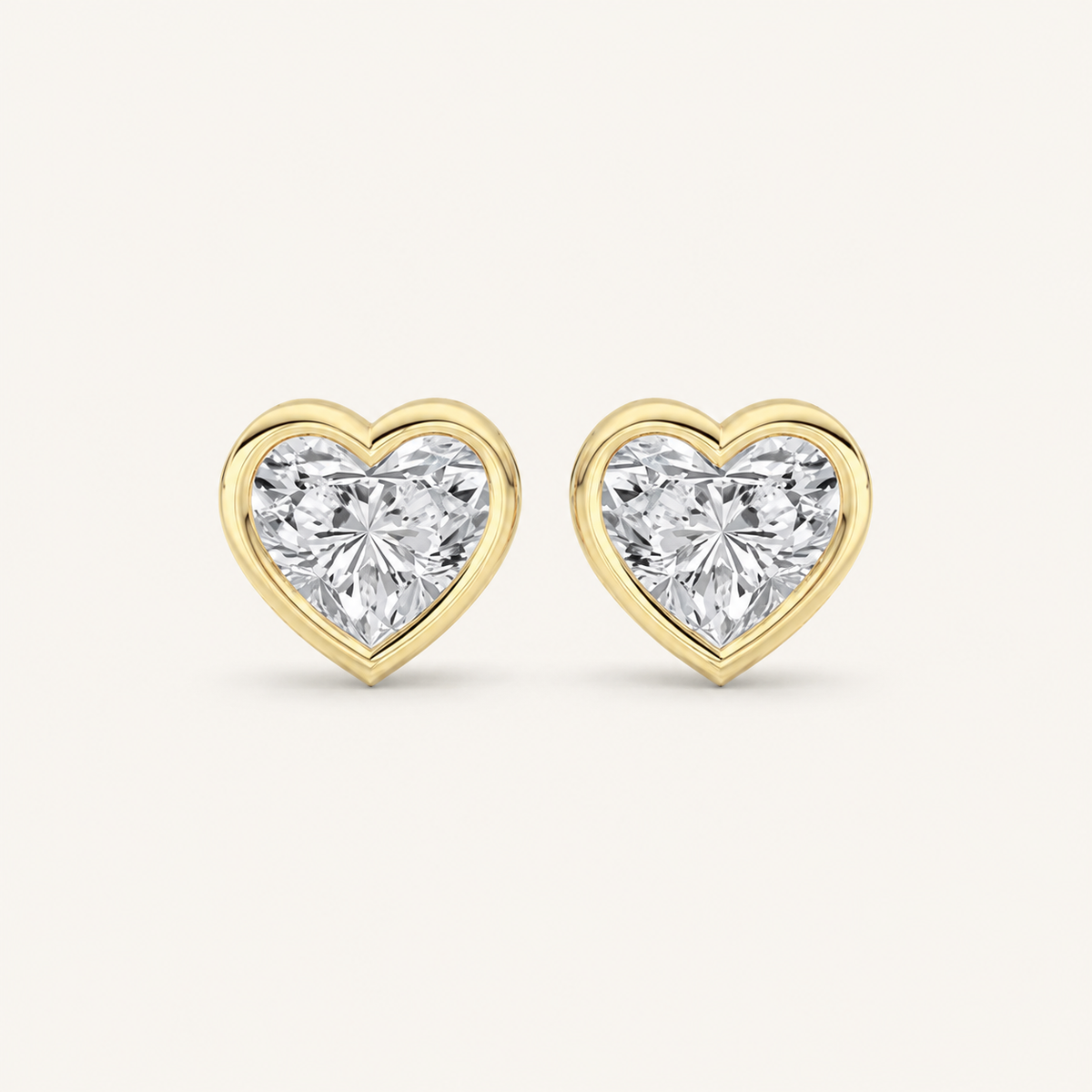 1CT Heart Cut Lab Grown Diamond Bezel Set Stud Earrings