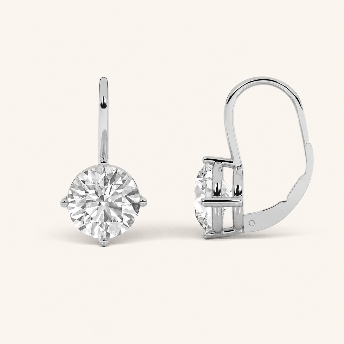 4CT Round Cut Lab Grown Diamond Stud Earrings