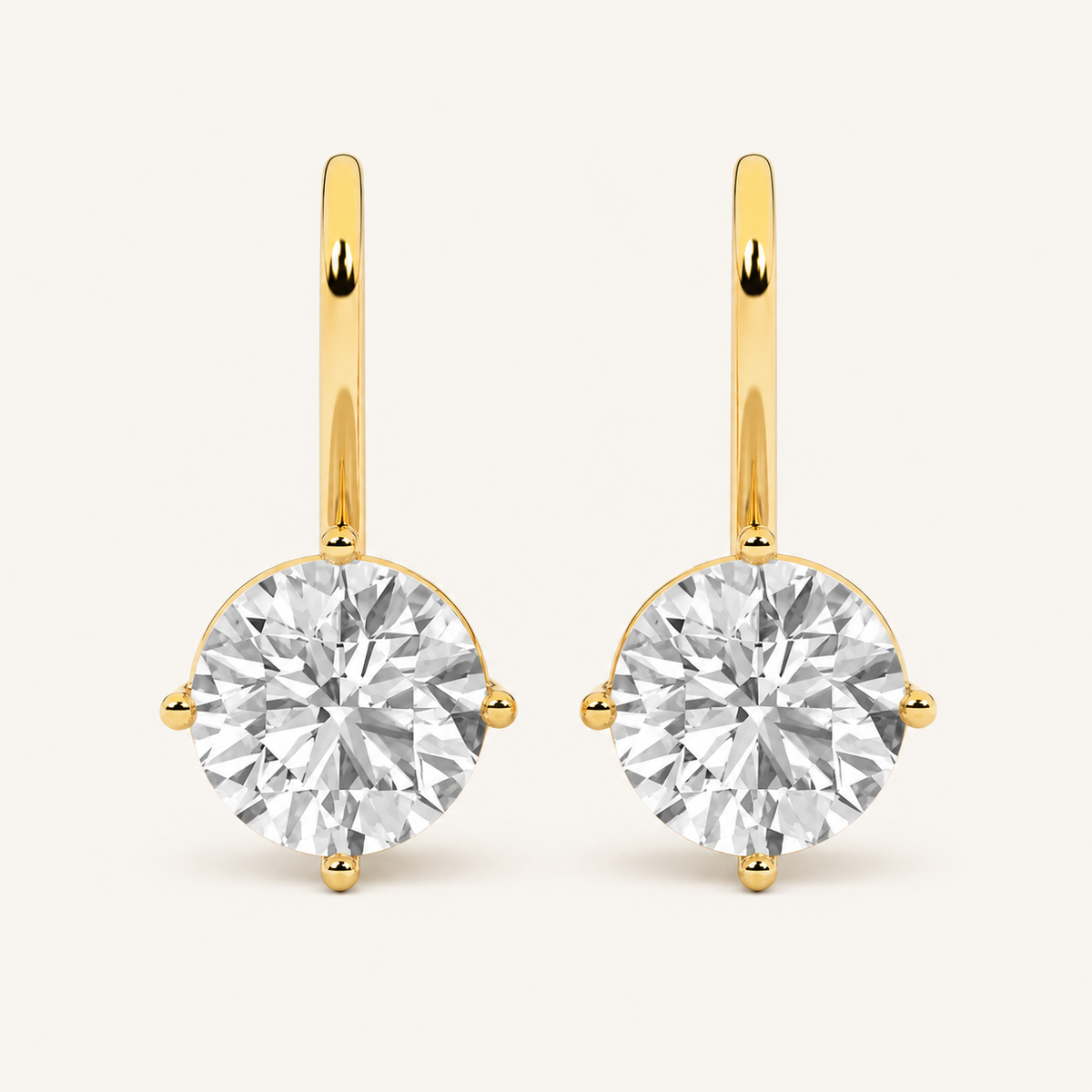 4CT Round Cut Lab Grown Diamond Stud Earrings