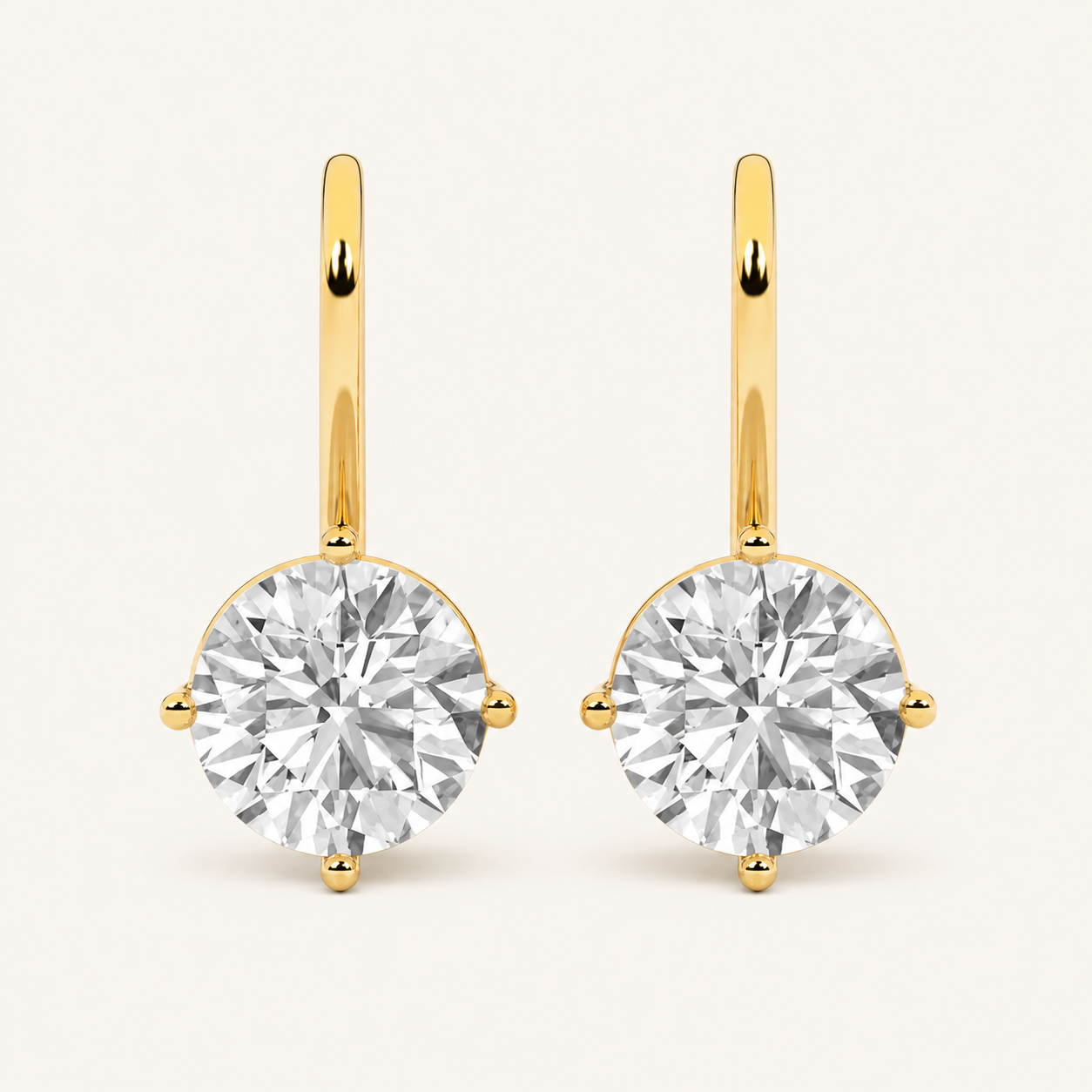 4CT Round Cut Lab Grown Diamond Stud Earrings