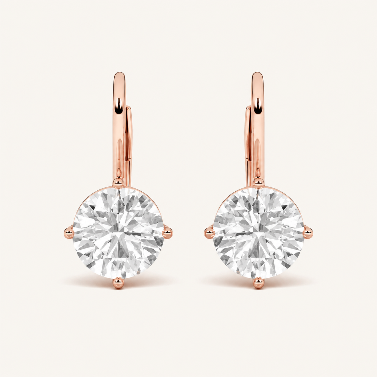 4CT Round Cut Lab Grown Diamond Stud Earrings