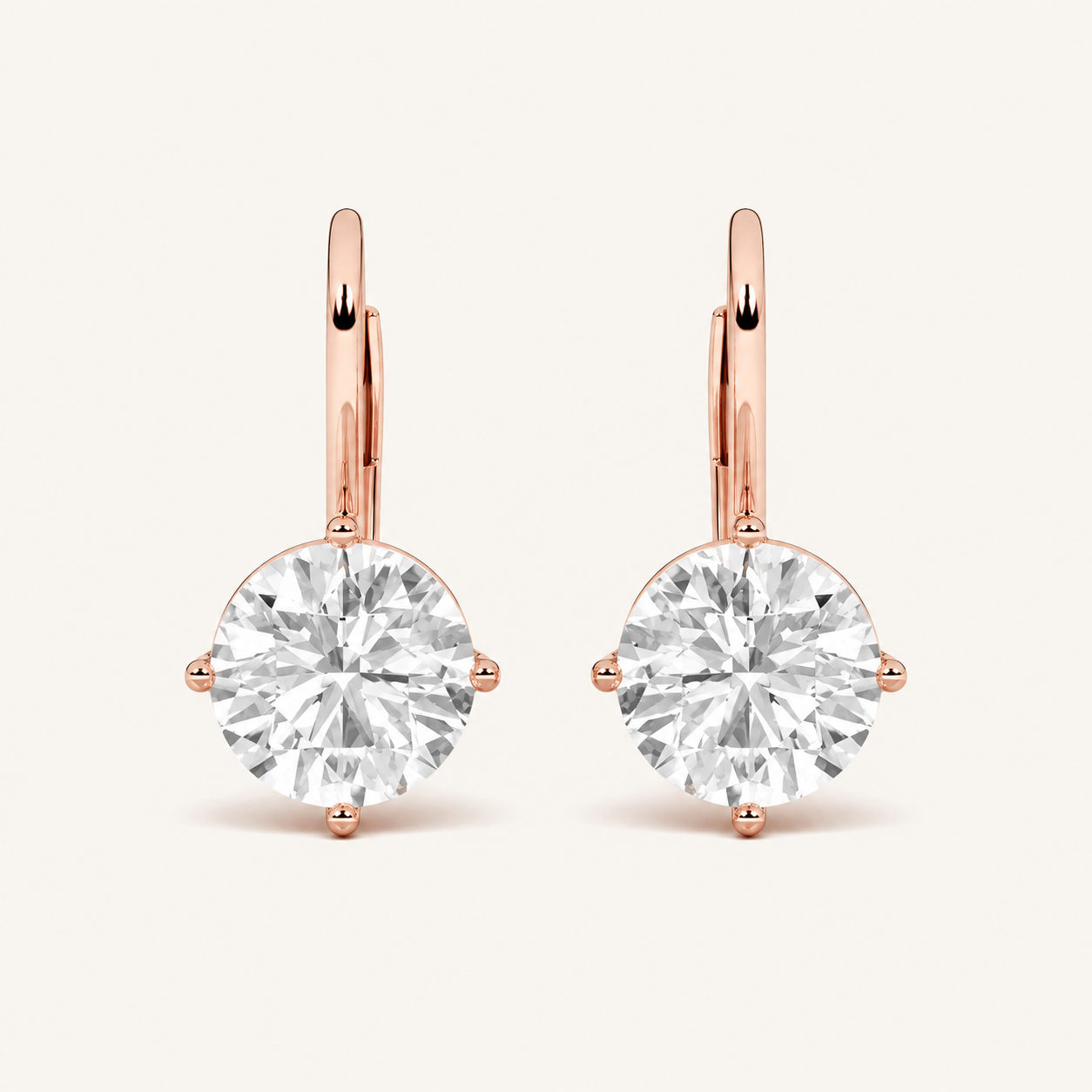 4CT Round Cut Lab Grown Diamond Stud Earrings
