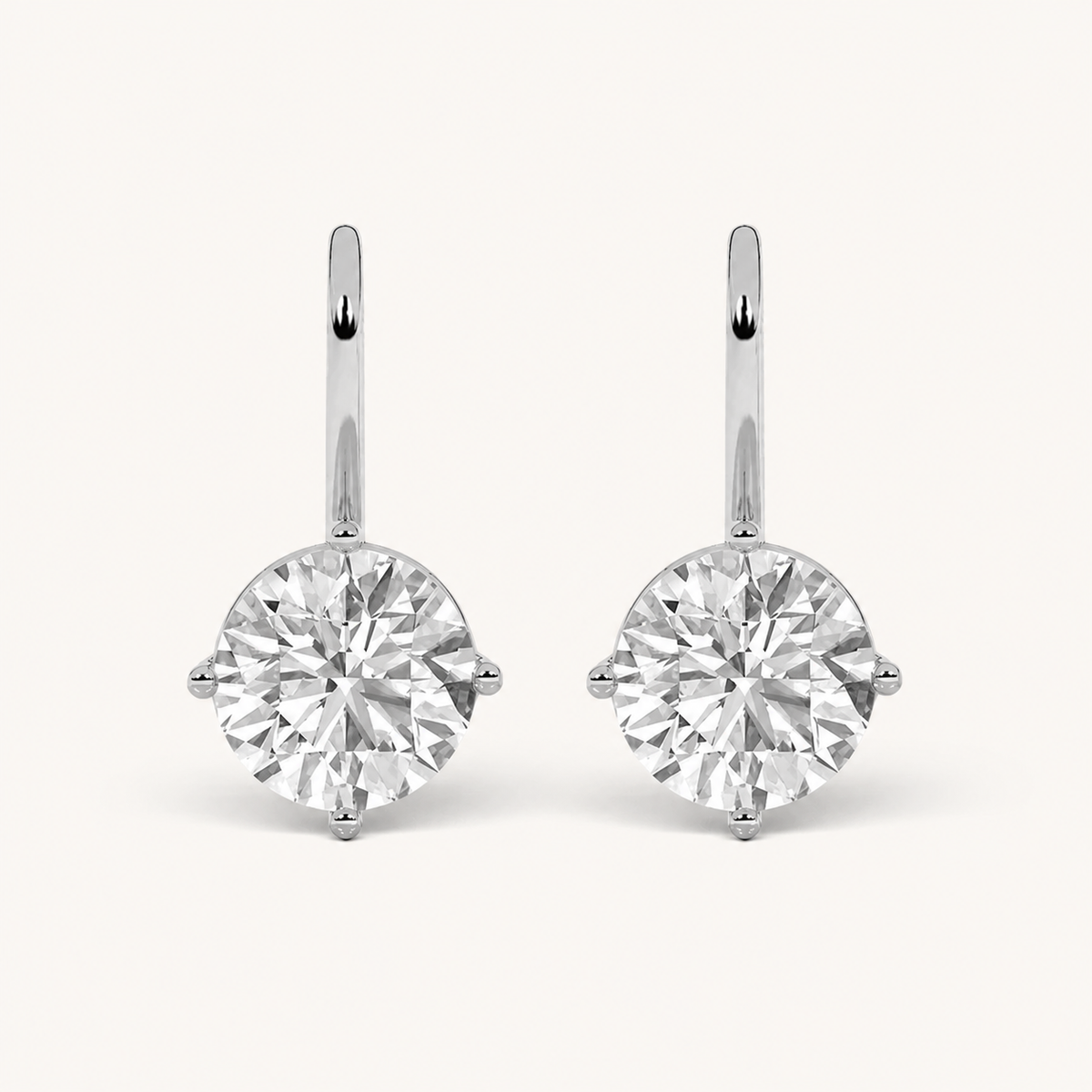 4CT Round Cut Lab Grown Diamond Stud Earrings