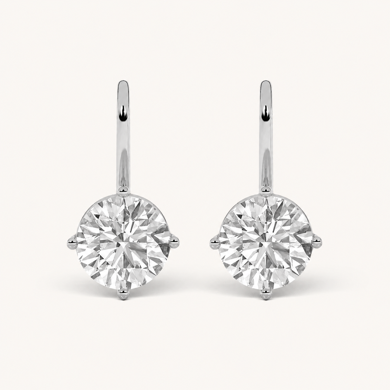 4CT Round Cut Lab Grown Diamond Stud Earrings