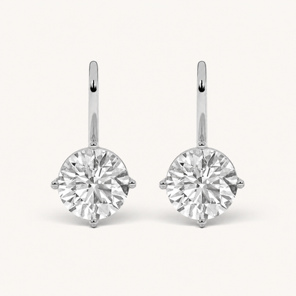 4CT Round Cut Lab Grown Diamond Stud Earrings
