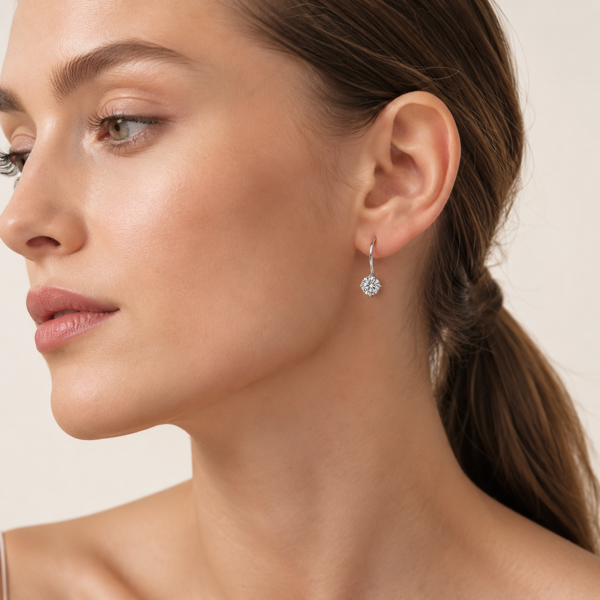 4CT Round Cut Lab Grown Diamond Stud Earrings