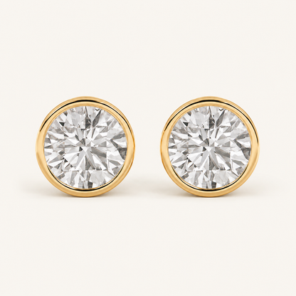 4CT Round Cut Lab Grown Diamond Stud Earrings