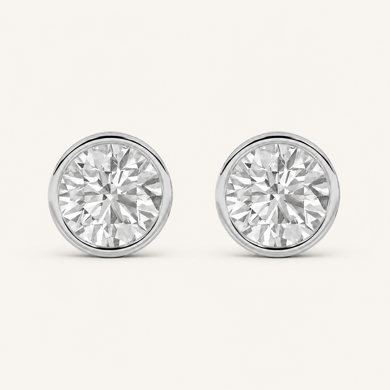 4CT Round Cut Lab Grown Diamond Stud Earrings