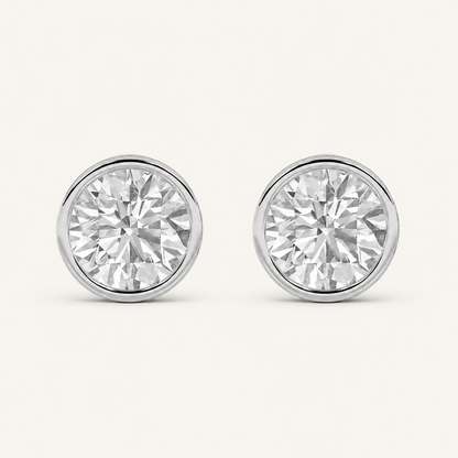 4CT Round Cut Lab Grown Diamond Stud Earrings