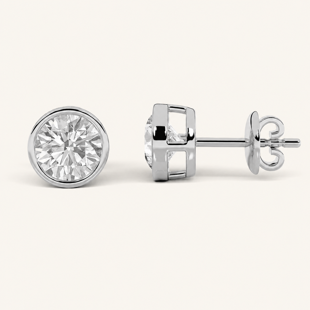 4CT Round Cut Lab Grown Diamond Stud Earring