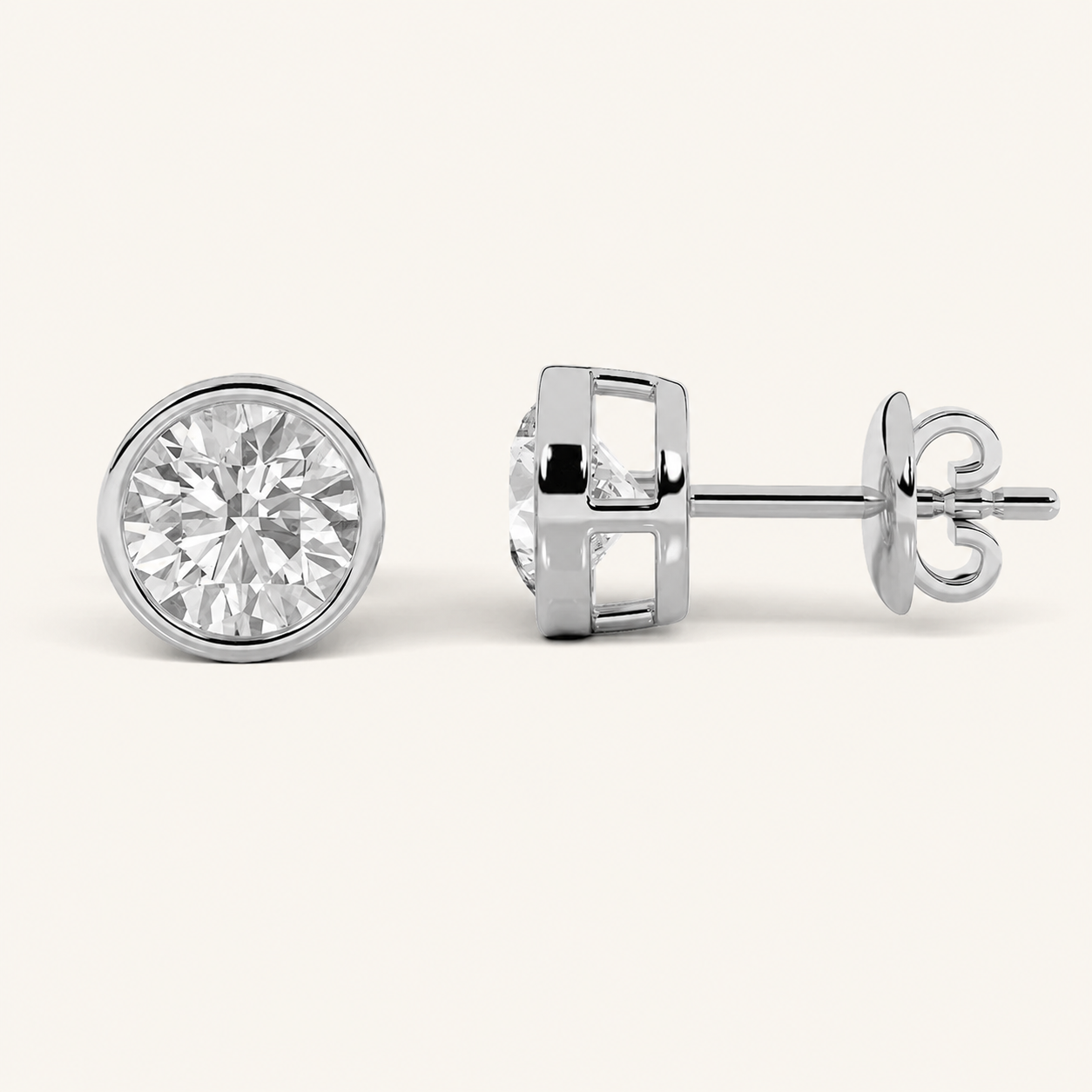 4CT Round Cut Lab Grown Diamond Stud Earring