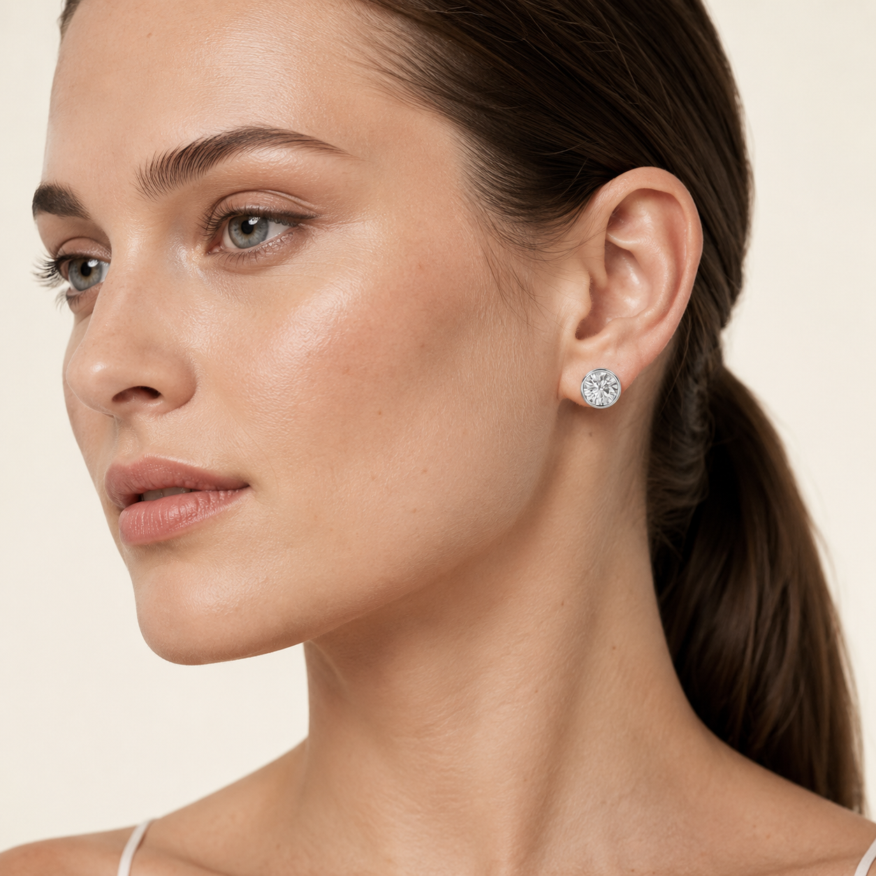 4CT Round Cut Lab Grown Diamond Stud Earring