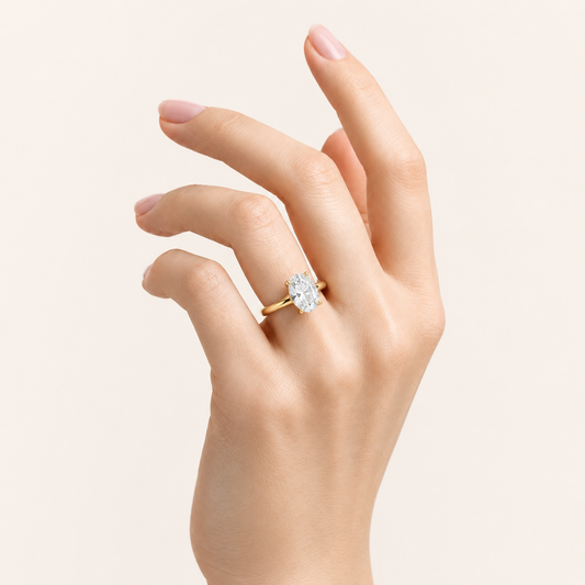 3CT Oval Cut Lab Grown Diamond Solitaire Engagement Ring