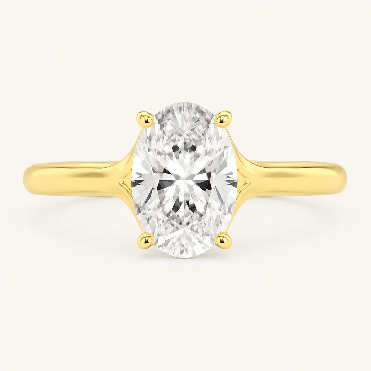 3CT Oval Cut Lab Grown Diamond Solitaire Engagement Ring