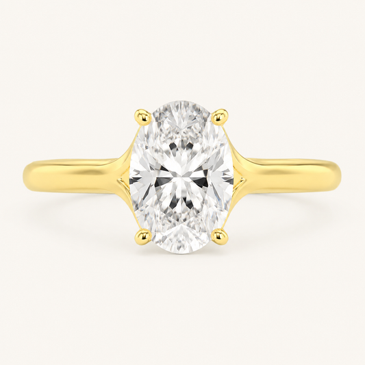 3CT Oval Cut Lab Grown Diamond Solitaire Engagement Ring