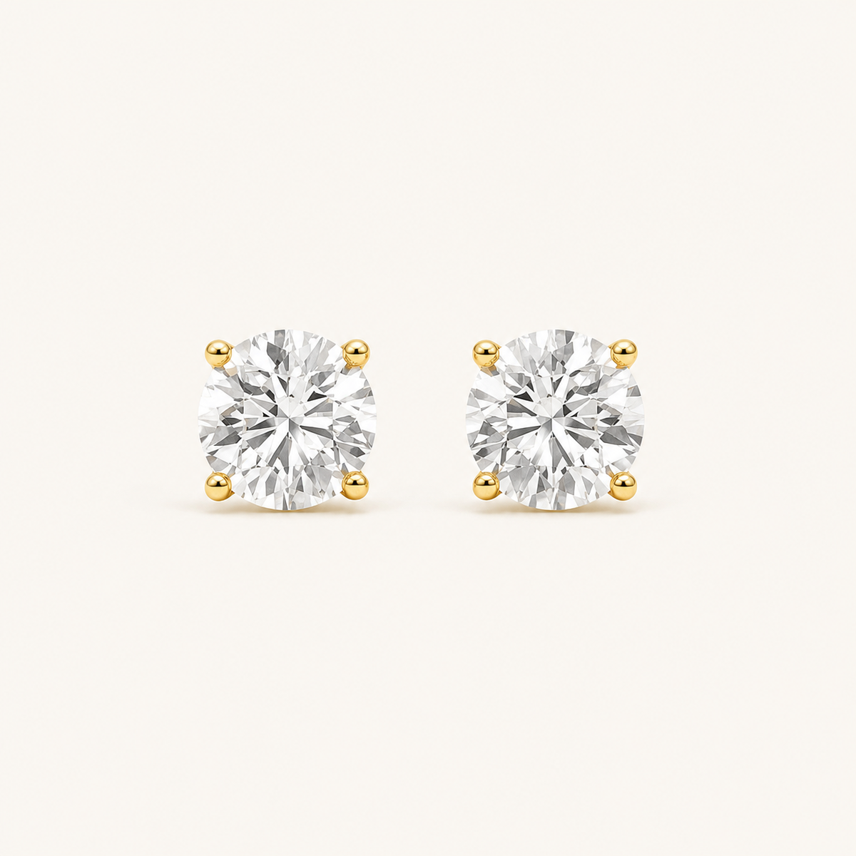 5CT Round Cut Lab Grown Diamond Stud Earrings