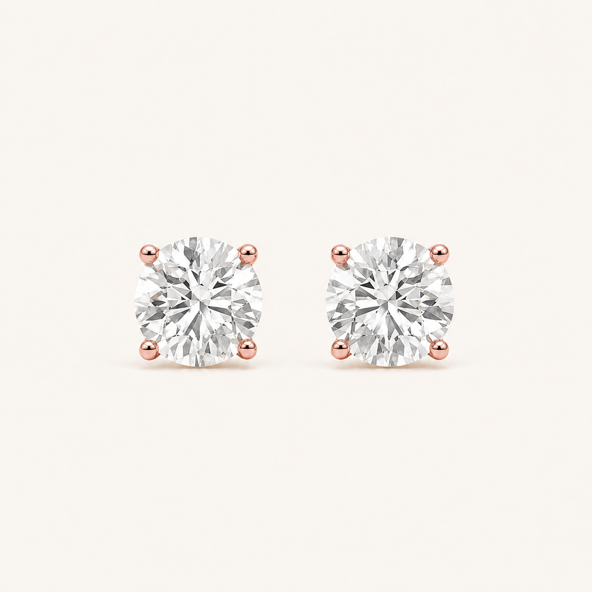 0.5CT Round Cut Lab Grown Diamond Stud Earrings