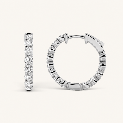 2CT Round Cut Lab Grown Diamond InsideOut Hoop Earrings