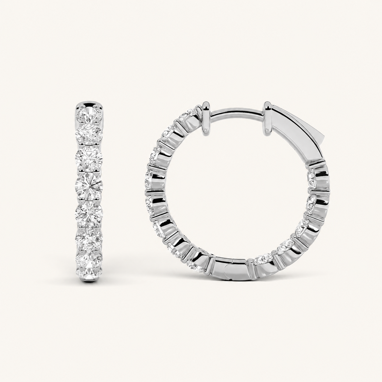 3CT Round Cut Lab Grown Diamond InsideOut Hoop Earrings
