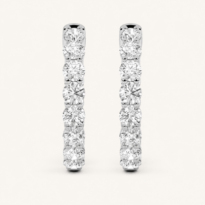 4CT Round Cut Lab Grown Diamond InsideOut Hoop Earrings