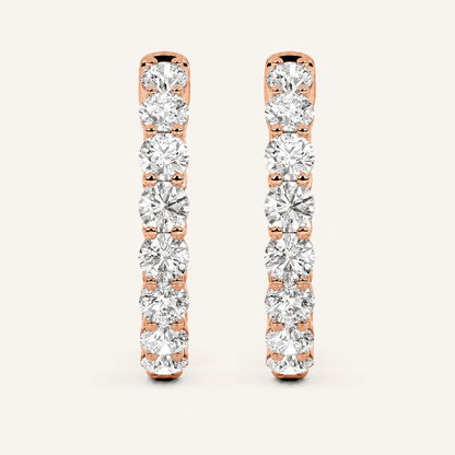 4CT Round Cut Lab Grown Diamond InsideOut Hoop Earrings
