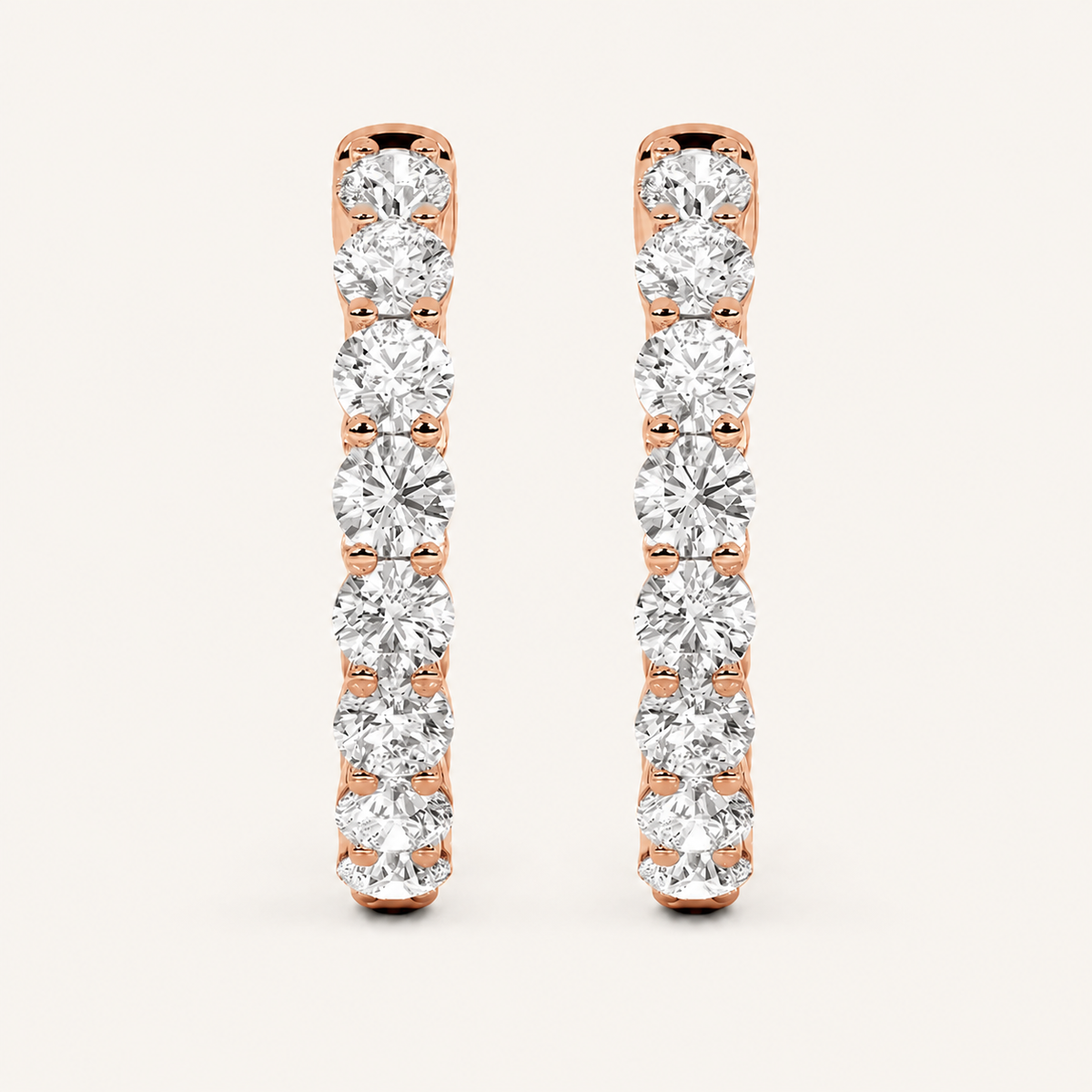 3CT Round Cut Lab Grown Diamond InsideOut Hoop Earrings