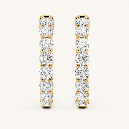 2CT Round Cut Lab Grown Diamond InsideOut Hoop Earrings