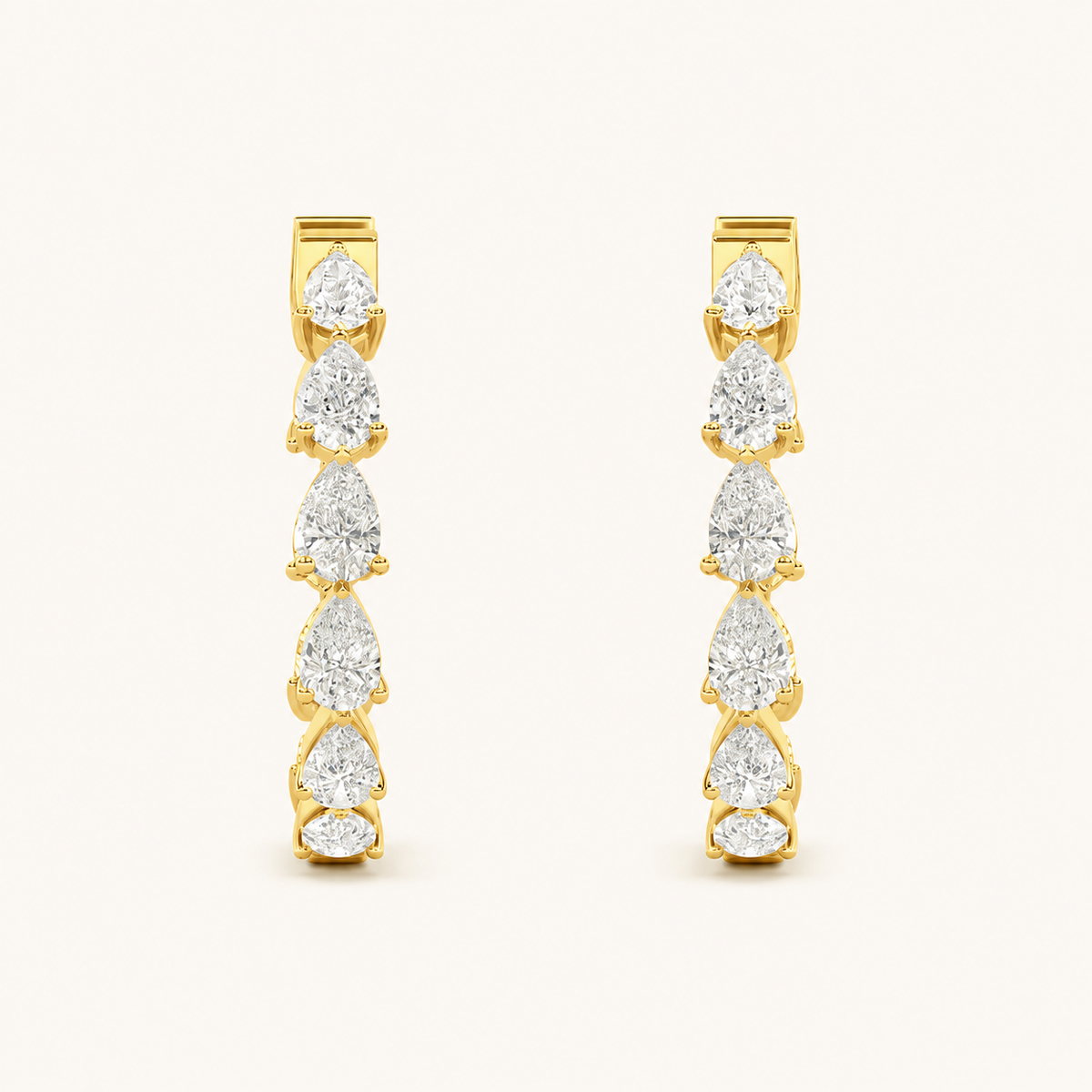 4CT Pear Cut Lab Grown Diamond InsideOut Hoop Earrings