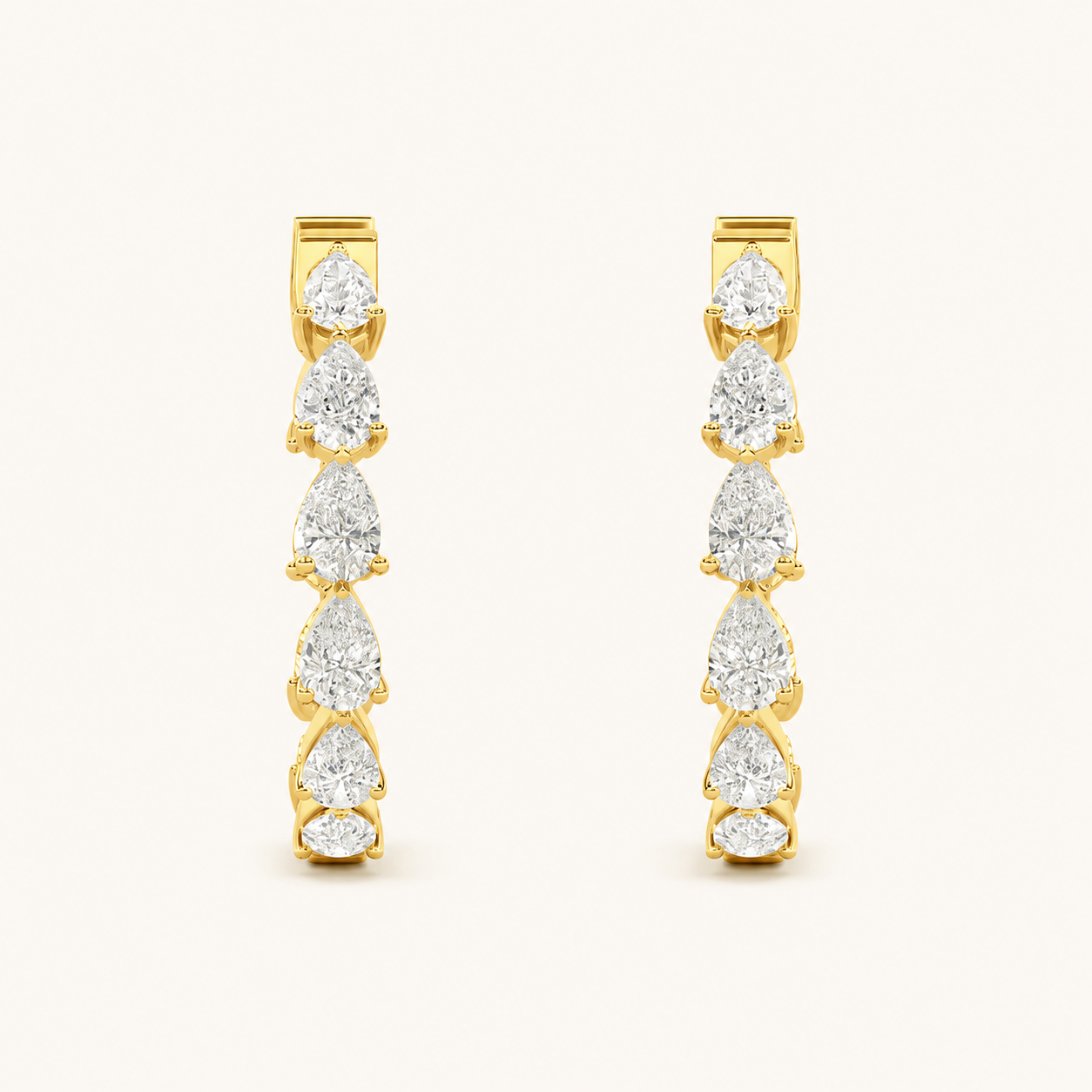 4CT Pear Cut Lab Grown Diamond InsideOut Hoop Earrings