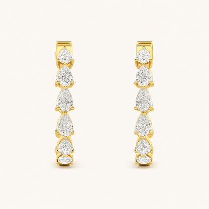 4CT Pear Cut Lab Grown Diamond InsideOut Hoop Earrings