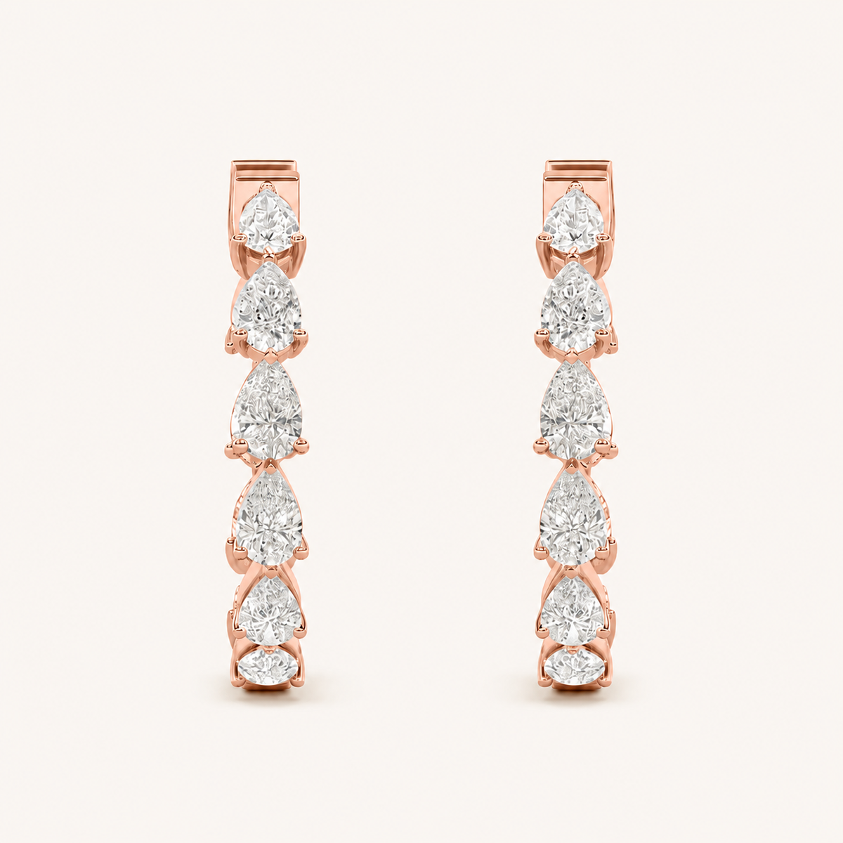 4CT Pear Cut Lab Grown Diamond InsideOut Hoop Earrings