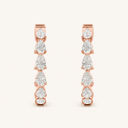4CT Pear Cut Lab Grown Diamond InsideOut Hoop Earrings