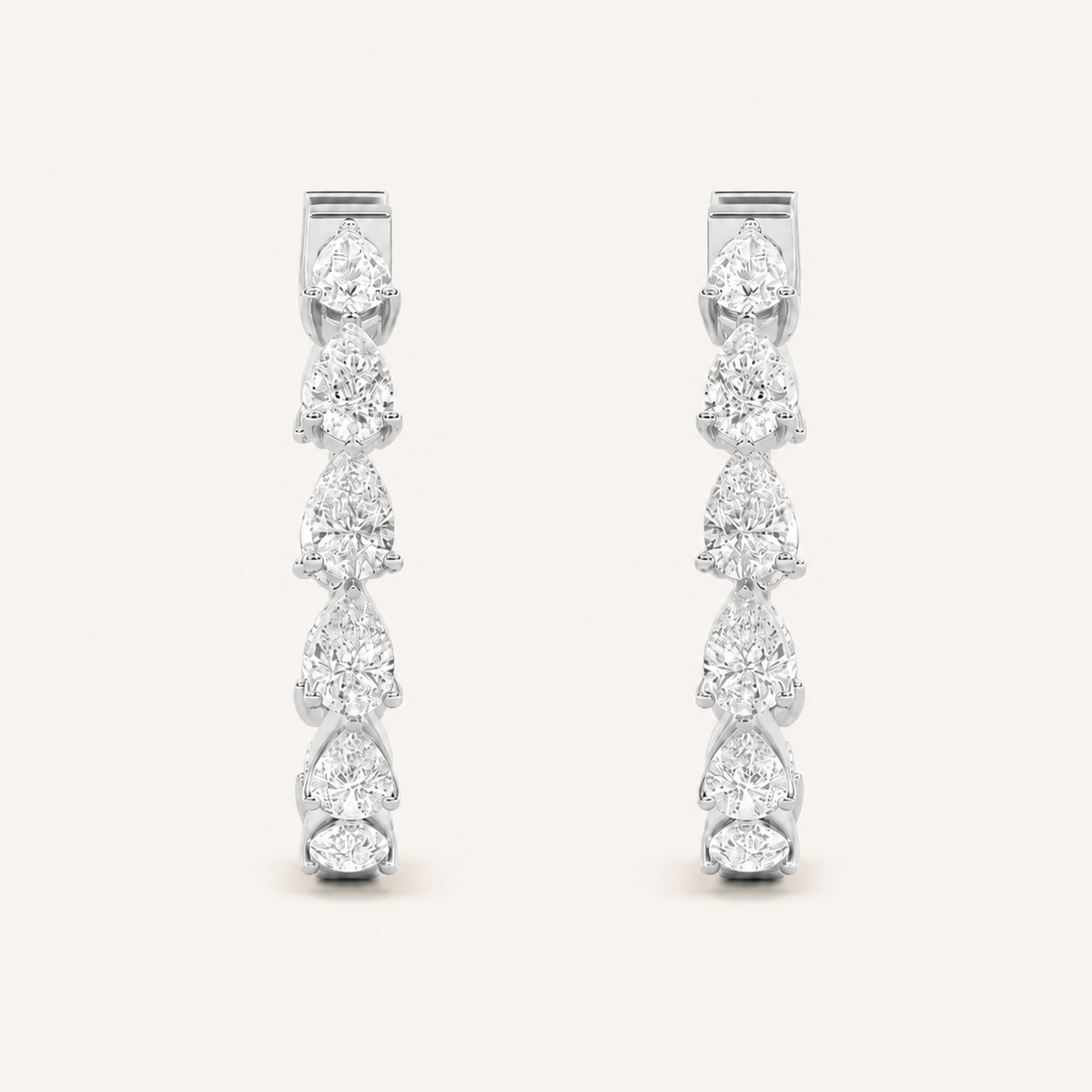4CT Pear Cut Lab Grown Diamond InsideOut Hoop Earrings