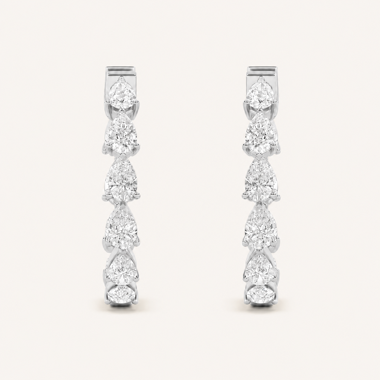 4CT Pear Cut Lab Grown Diamond InsideOut Hoop Earrings