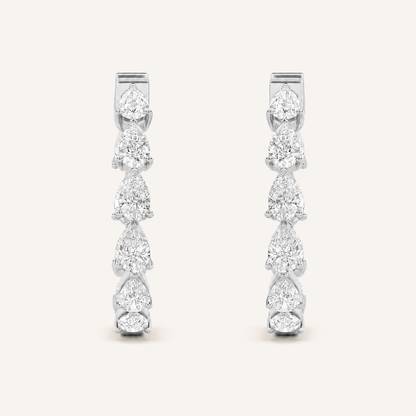 4CT Pear Cut Lab Grown Diamond InsideOut Hoop Earrings