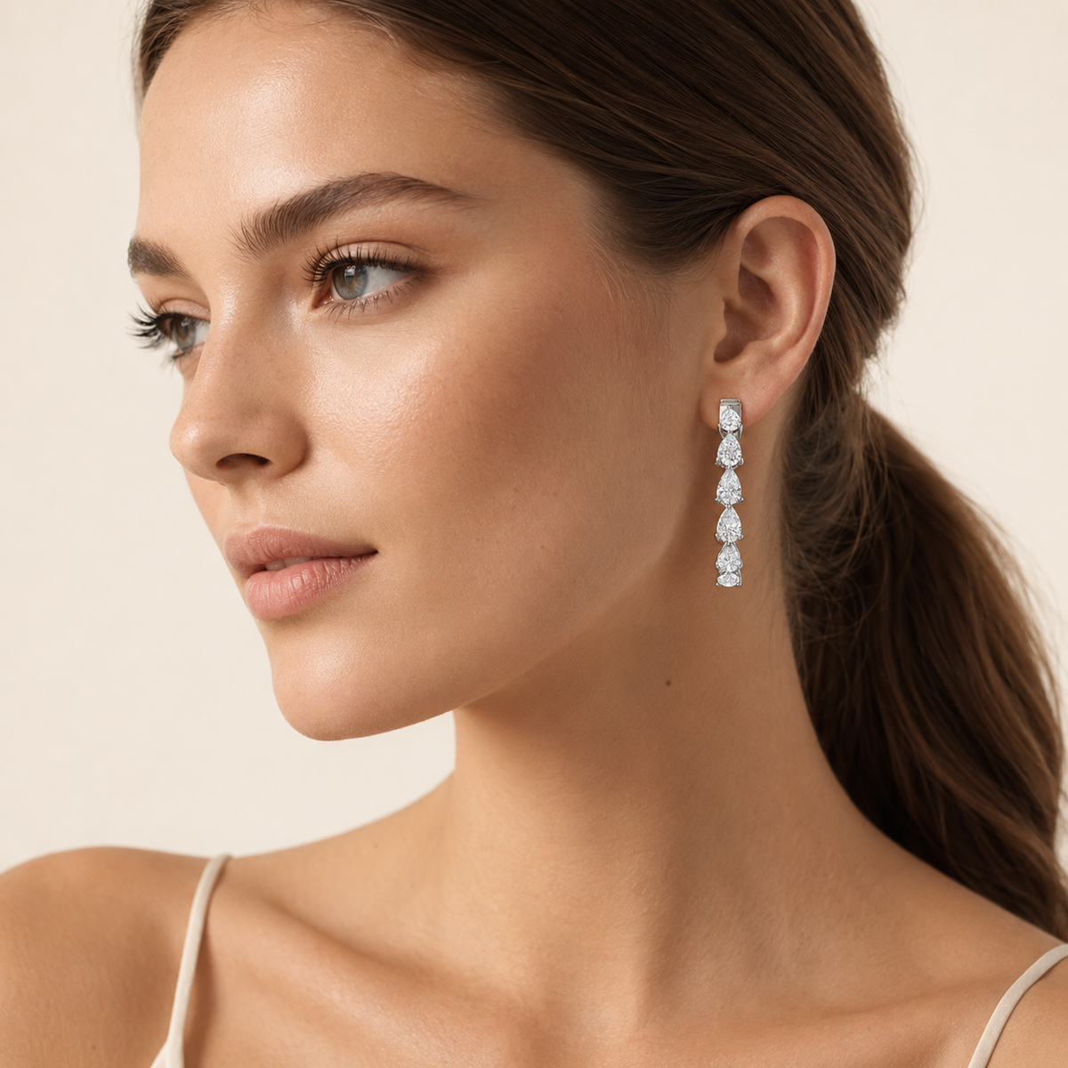 4CT Pear Cut Lab Grown Diamond InsideOut Hoop Earrings