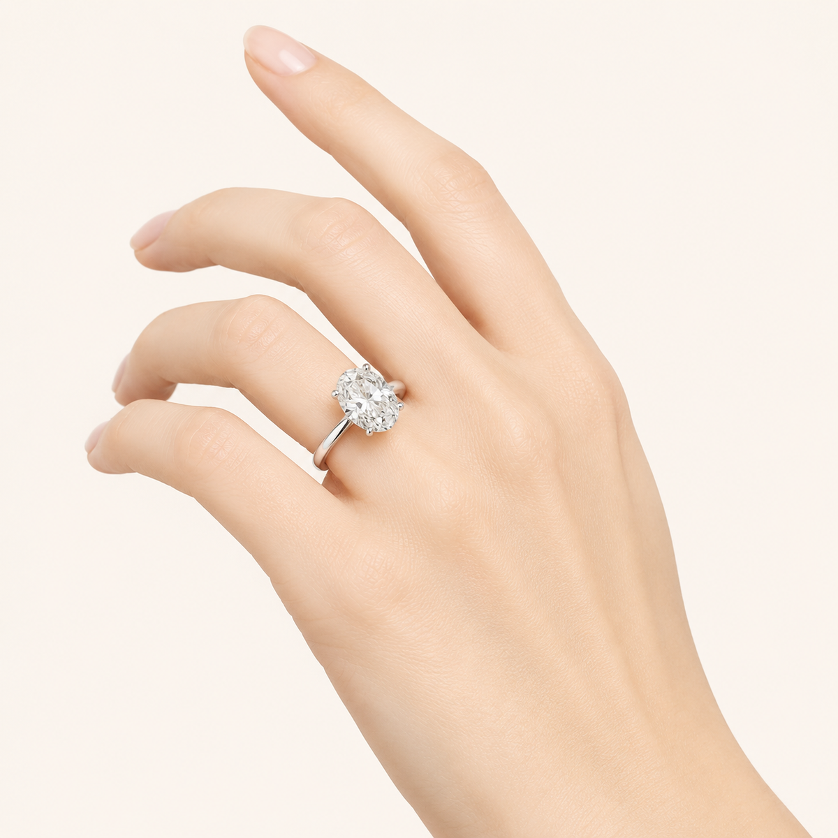 2CT Oval Cut Lab Grown Diamond Solitaire Engagement Ring