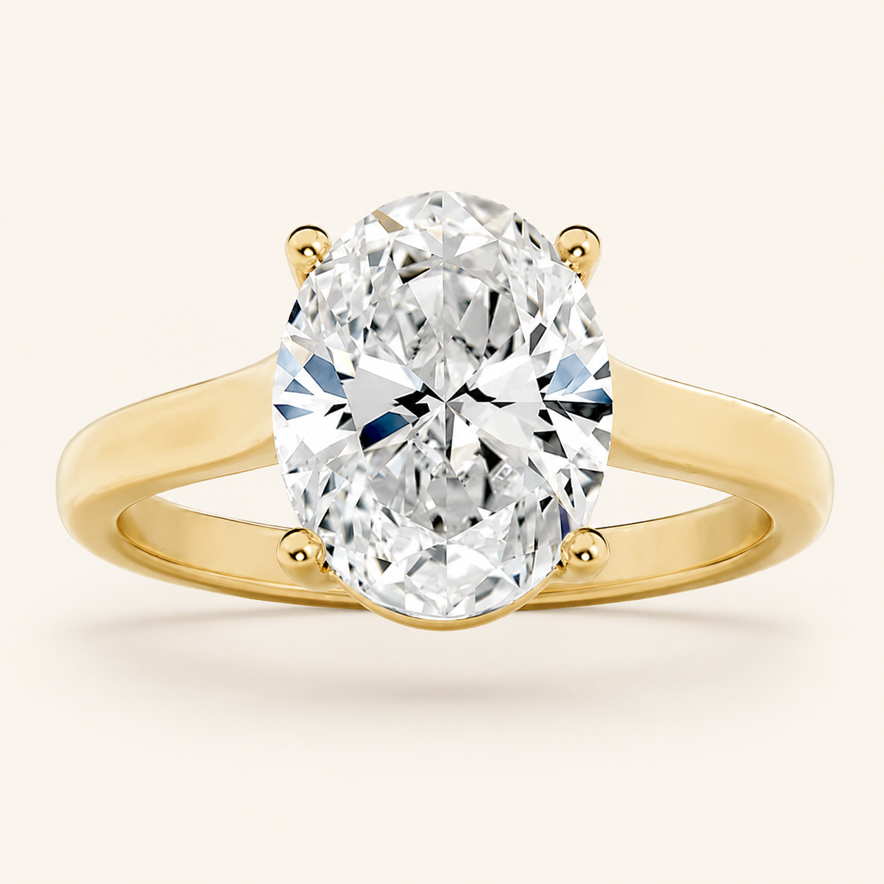 2CT Oval Cut Lab Grown Diamond Solitaire Engagement Ring