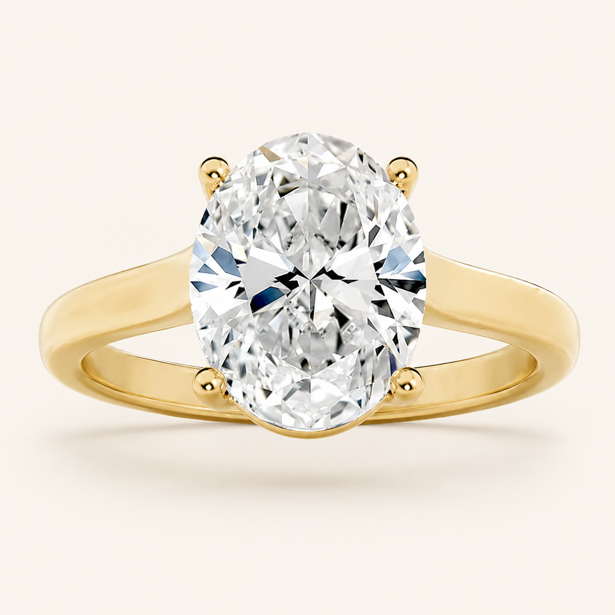 1.5CT Oval Cut Lab Grown Diamond Plain Cathedral Trellis Shank Solitaire Engagement Ring