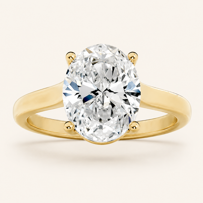 1CT Oval Cut Lab Grown Diamond Plain Cathedral Trellis Shank Solitaire Engagement Ring