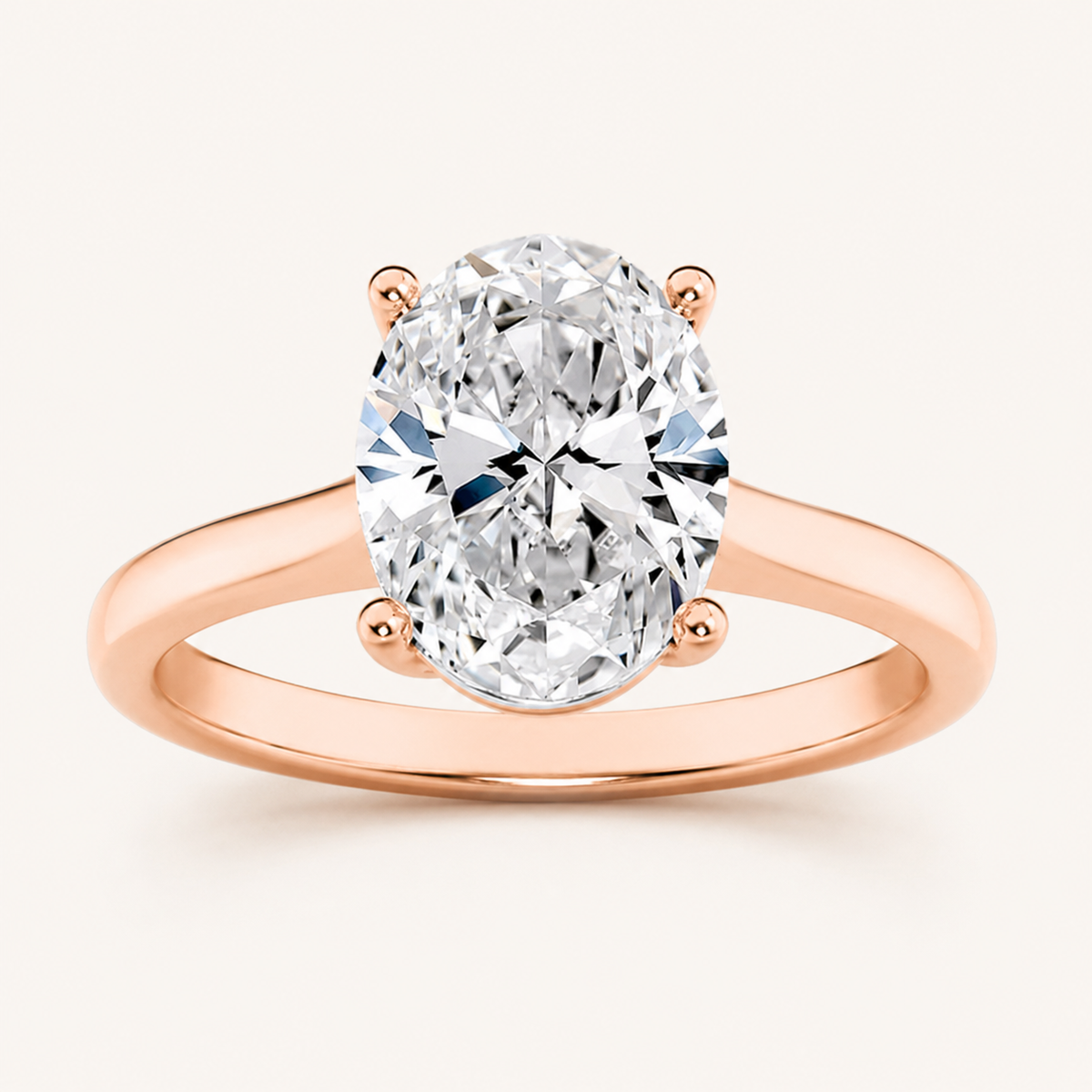 2CT Oval Cut Lab Grown Diamond Solitaire Engagement Ring