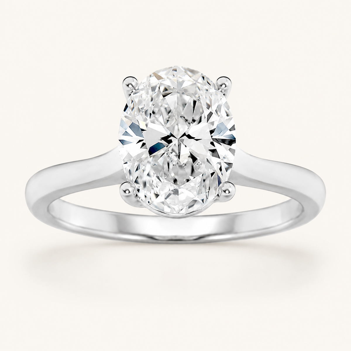 2CT Oval Cut Lab Grown Diamond Solitaire Engagement Ring