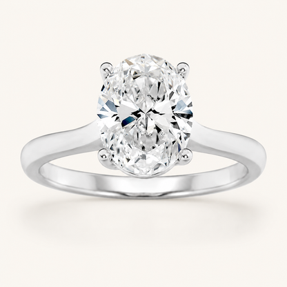 2CT Oval Cut Lab Grown Diamond Solitaire Engagement Ring