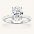 1CT Oval Cut Lab Grown Diamond Plain Cathedral Trellis Shank Solitaire Engagement Ring