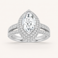 3.00 CT Marquise Cut Lab Grown Diamond Three Row Accented Halo Engagement Ring