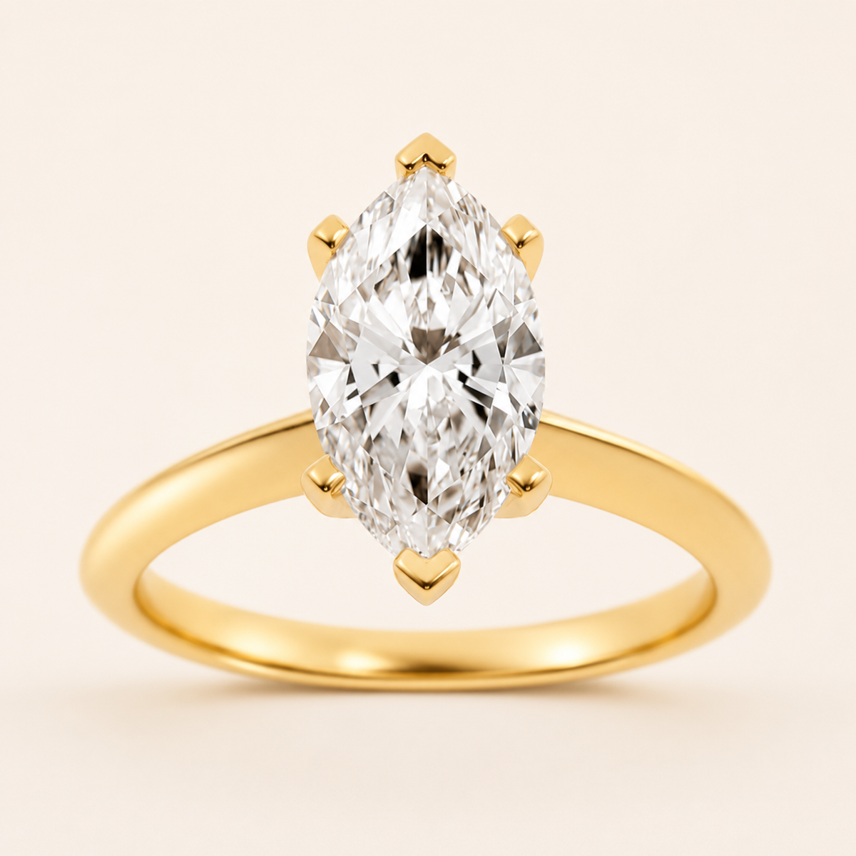 2CT Marquise Cut Lab Grown Diamond Knife Edge Shank Solitaire Engagement Ring