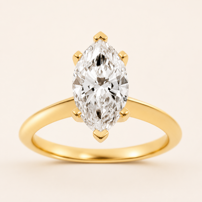 2CT Marquise Cut Lab Grown Diamond Knife Edge Shank Solitaire Engagement Ring