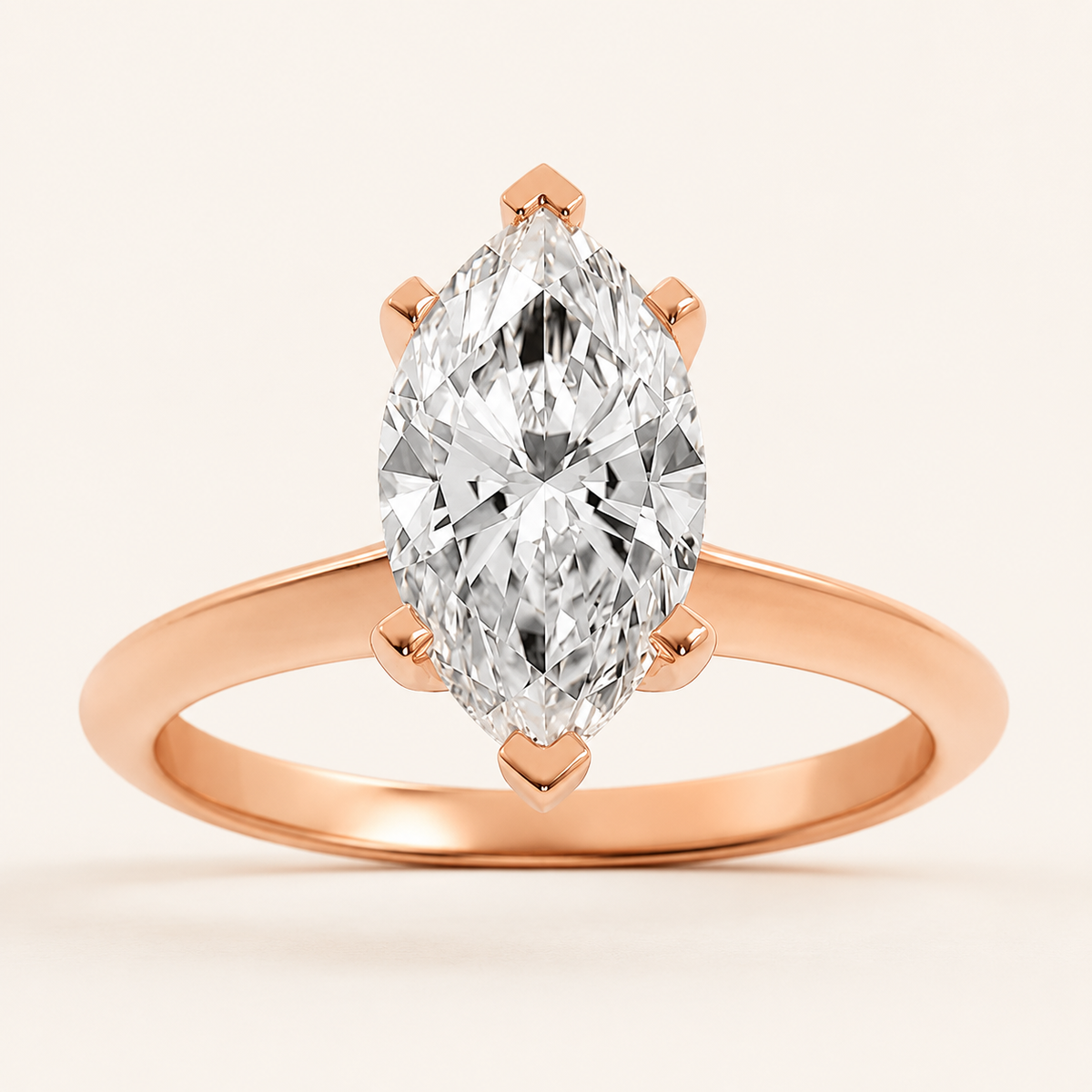 2CT Marquise Cut Lab Grown Diamond Knife Edge Shank Solitaire Engagement Ring