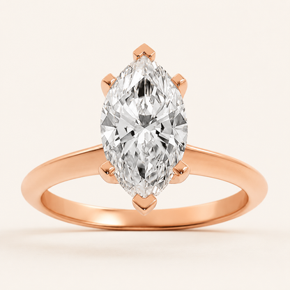 2CT Marquise Cut Lab Grown Diamond Knife Edge Shank Solitaire Engagement Ring
